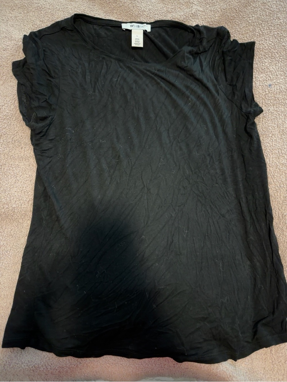WHBM White House Black Market Black Ruched Sleeve Top L